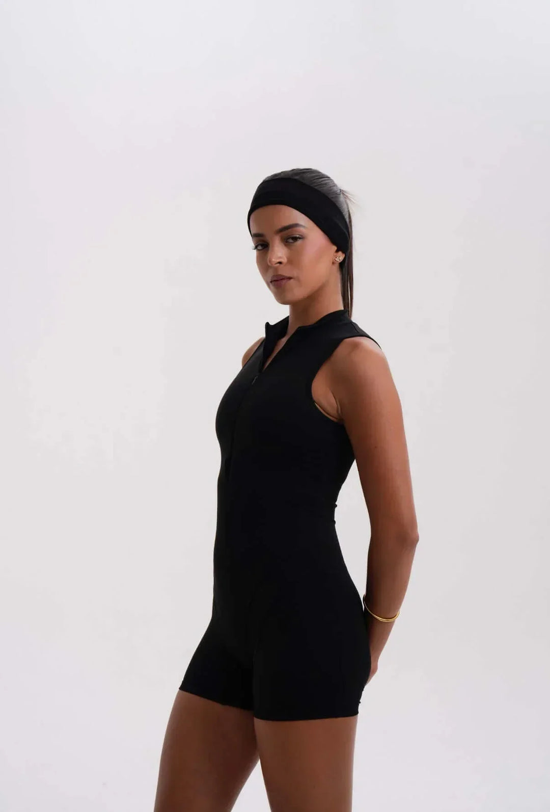 Belle Sleeveless Romper Black - Kitty Activewear