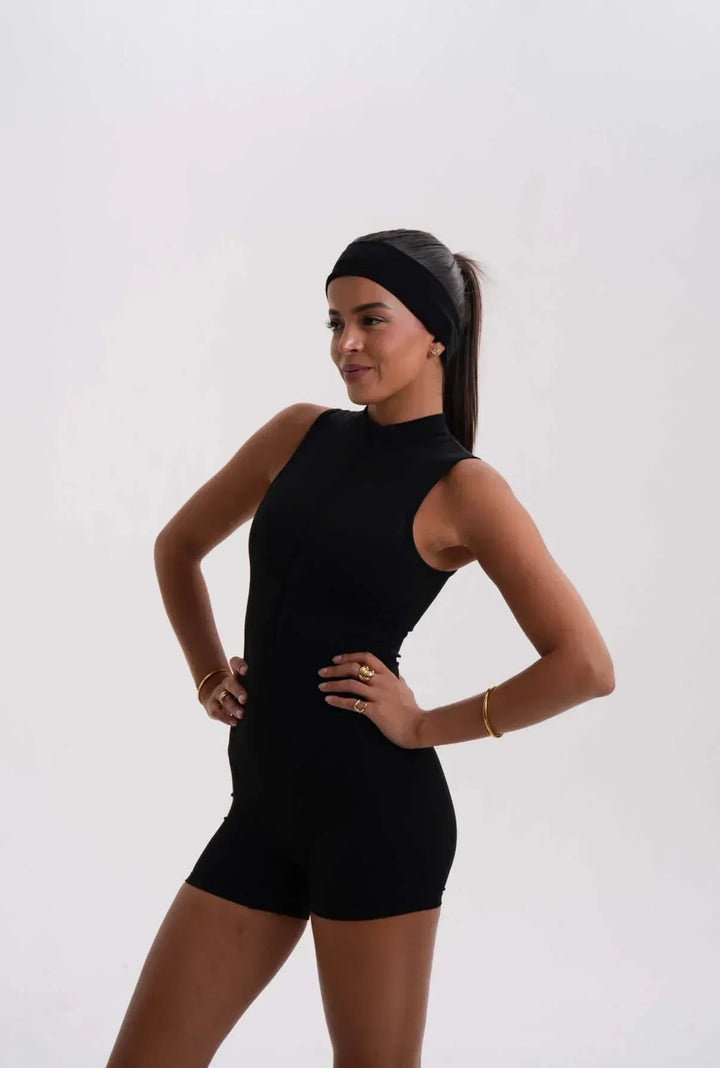 Belle Sleeveless Romper Black - Kitty Activewear