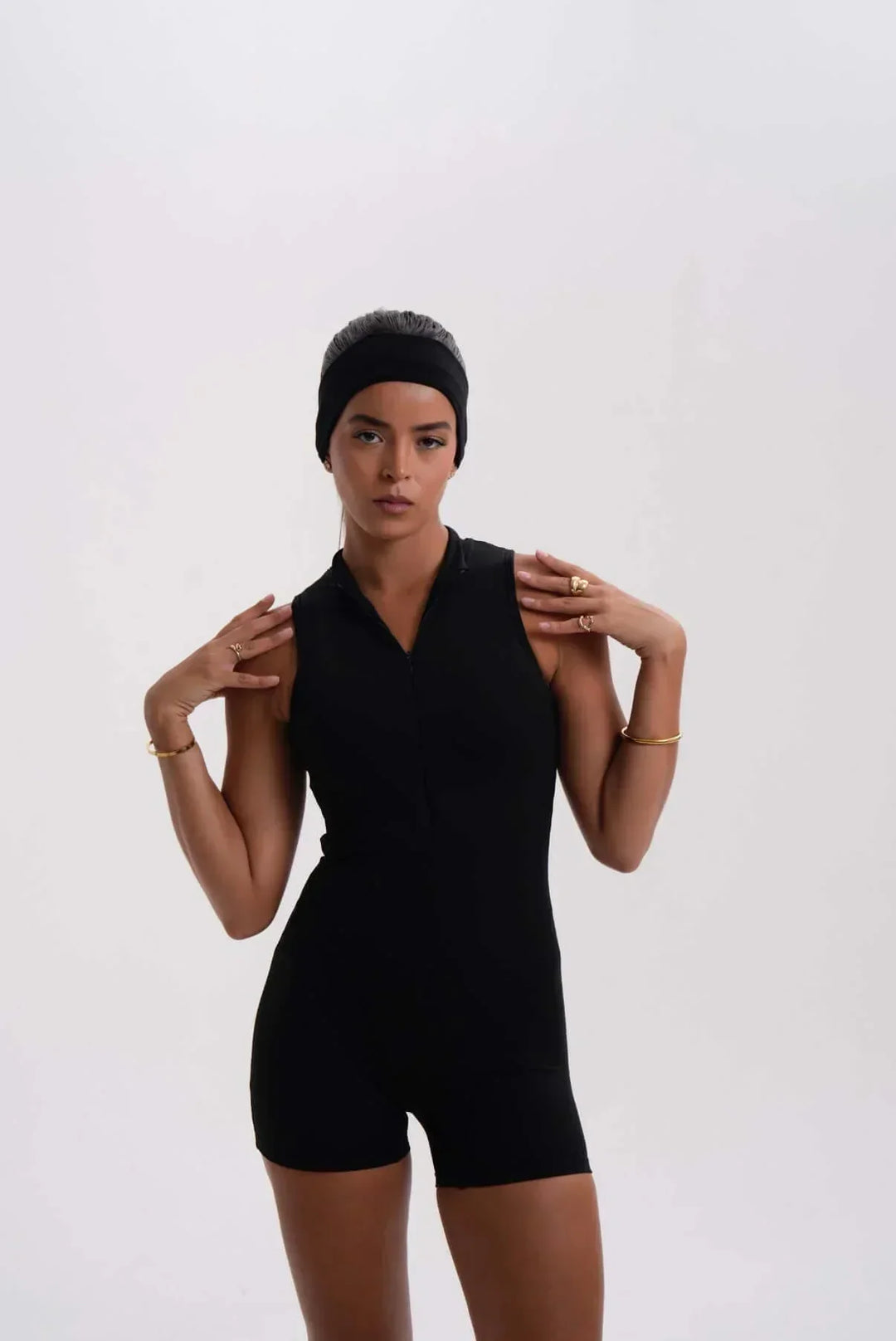 Belle Sleeveless Romper Black - Kitty Activewear