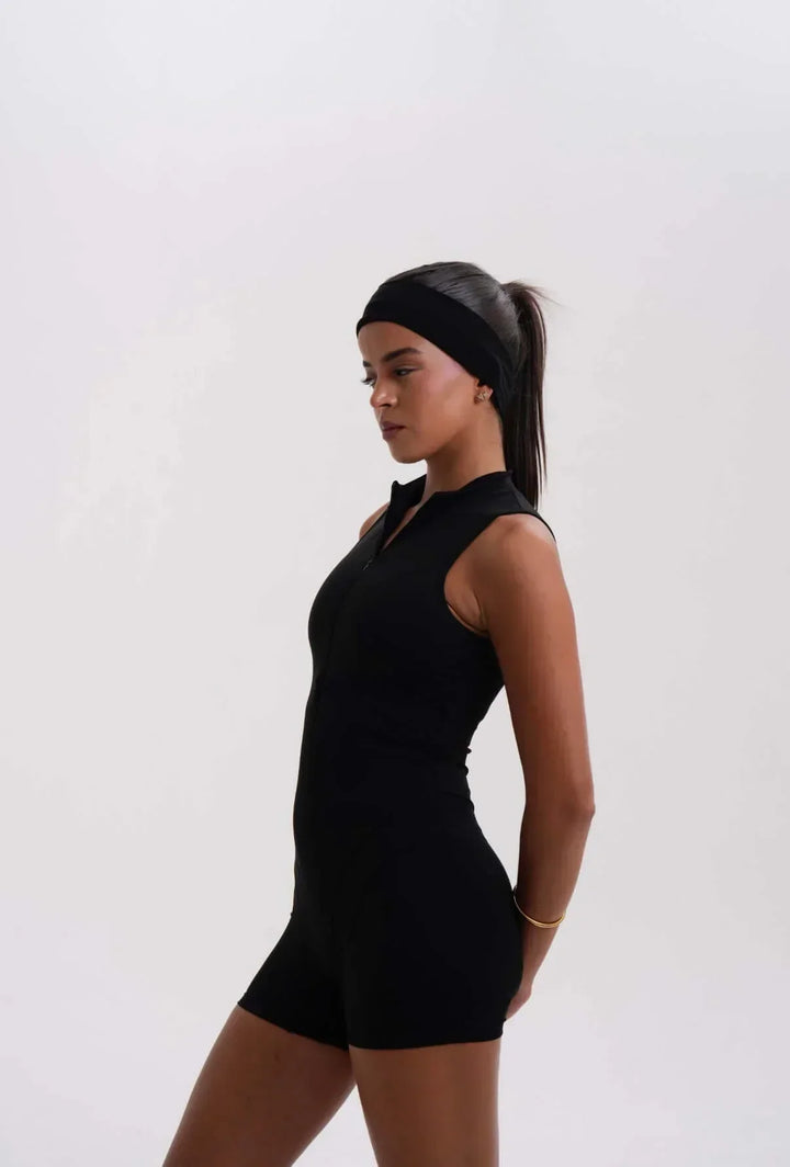 Belle Sleeveless Romper Black - Kitty Activewear