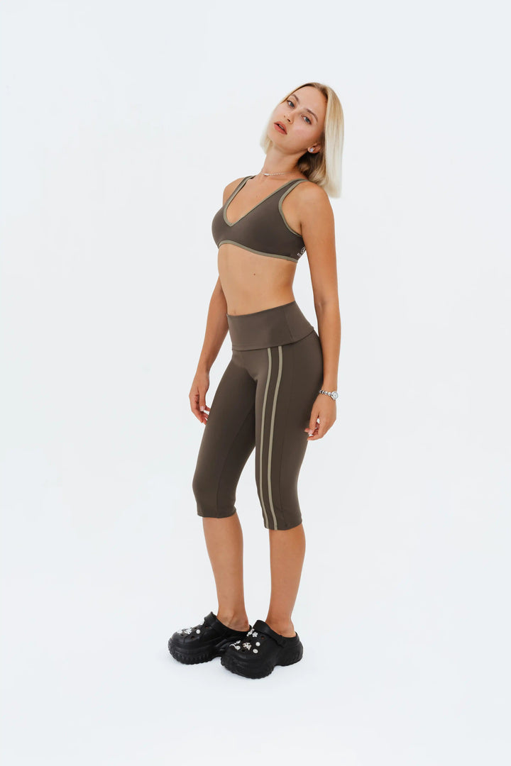 Contrast Foldover Capri Leggings Kitty Activewear